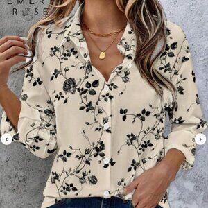 EMERY ROSE ROMANTIC BUTTON DOWN BLOUSE SZ XL
